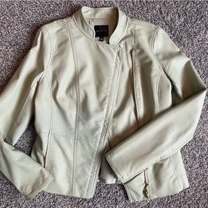 The limited, asymmetrical, zip pleather moto jacket